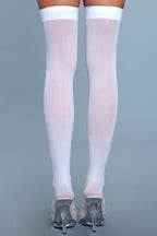 1932 Opaque Nylon Thigh Highs White