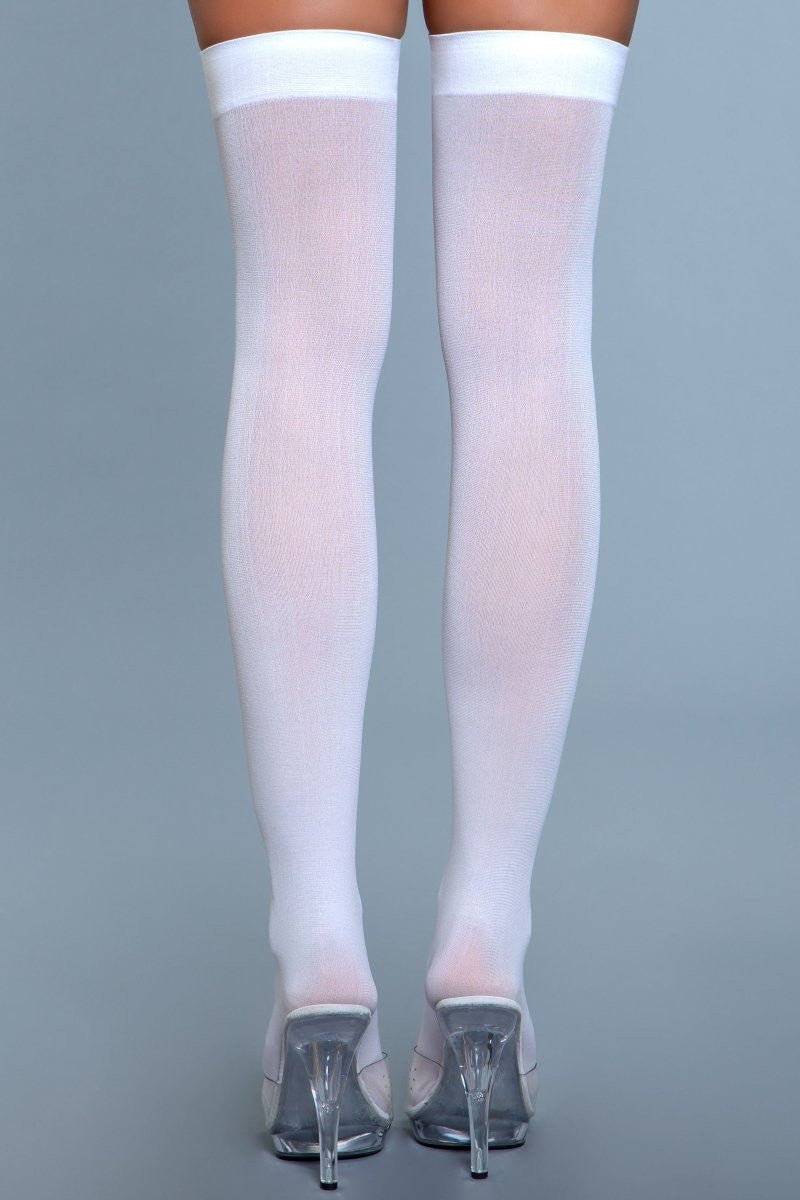 1932 Opaque Nylon Thigh Highs White