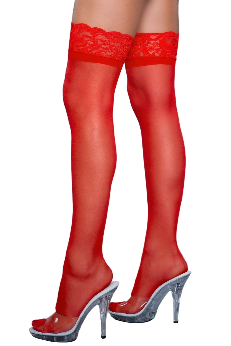 1912 Keep A Secret Thigh Highs Red