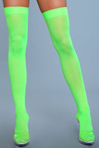 1932 Opaque Nylon Thigh Highs Neon Green