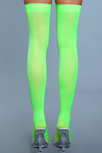 1932 Opaque Nylon Thigh Highs Neon Green