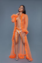 BW1650NOR Marabou Robe Neon Orange