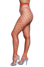 2304 Oversized Fishnet Pantyhose Red