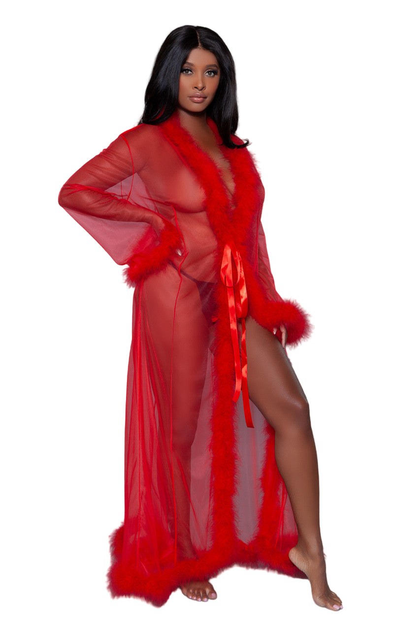 BW1650RD Marabou Robe Red