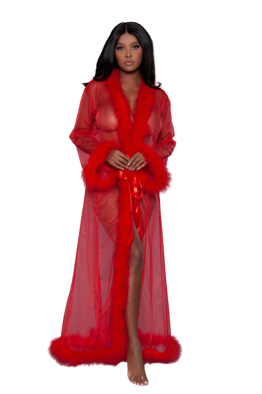 BW1650RD Marabou Robe Red