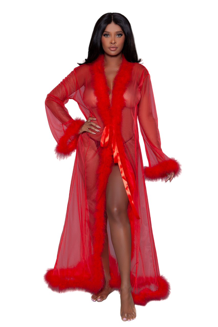 BW1650RD Marabou Robe Red