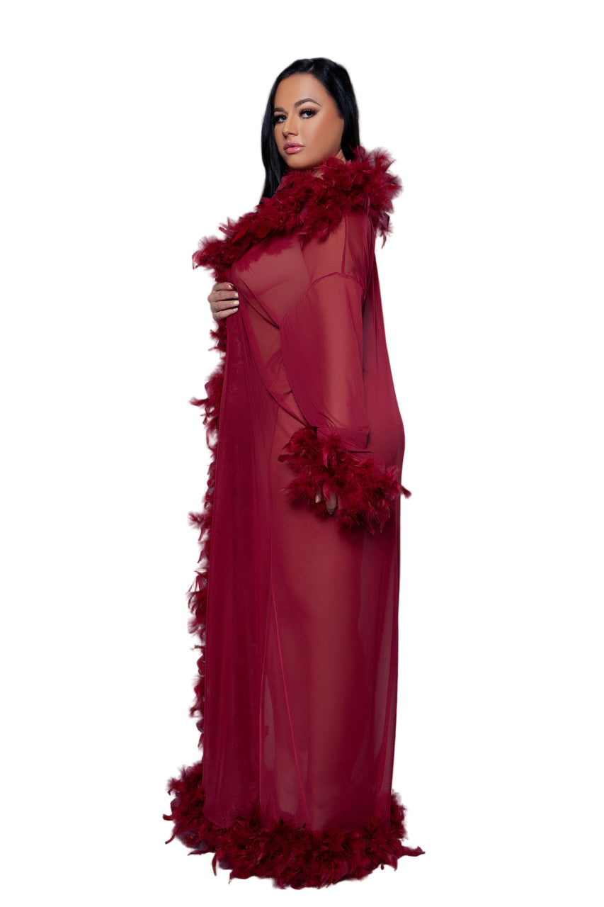 BW834MAR Glamour Robe Maroon