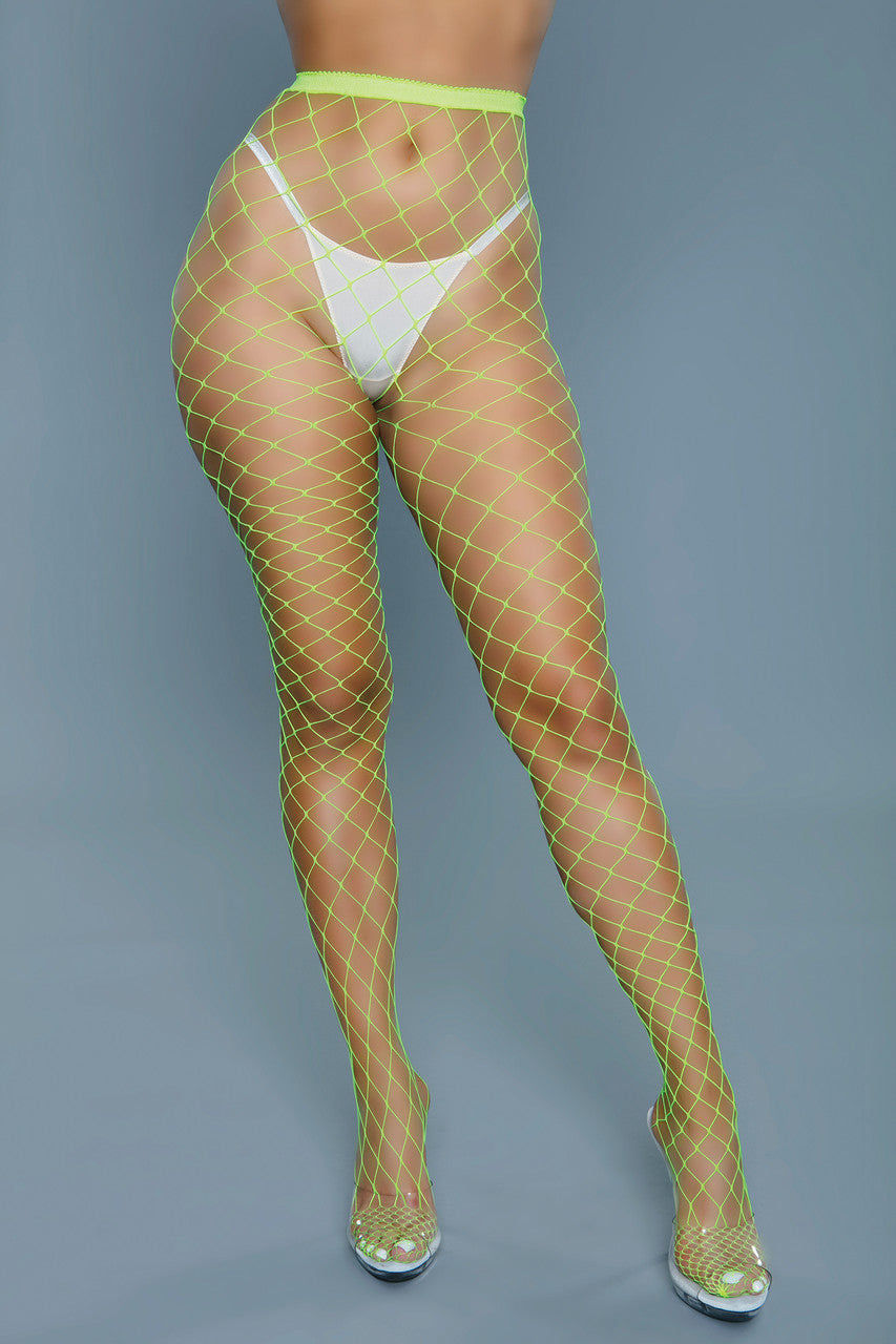 2304 Oversized Fishnet Pantyhose Neon Green