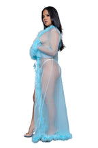 BW1650TUR Marabou Robe Turquoise