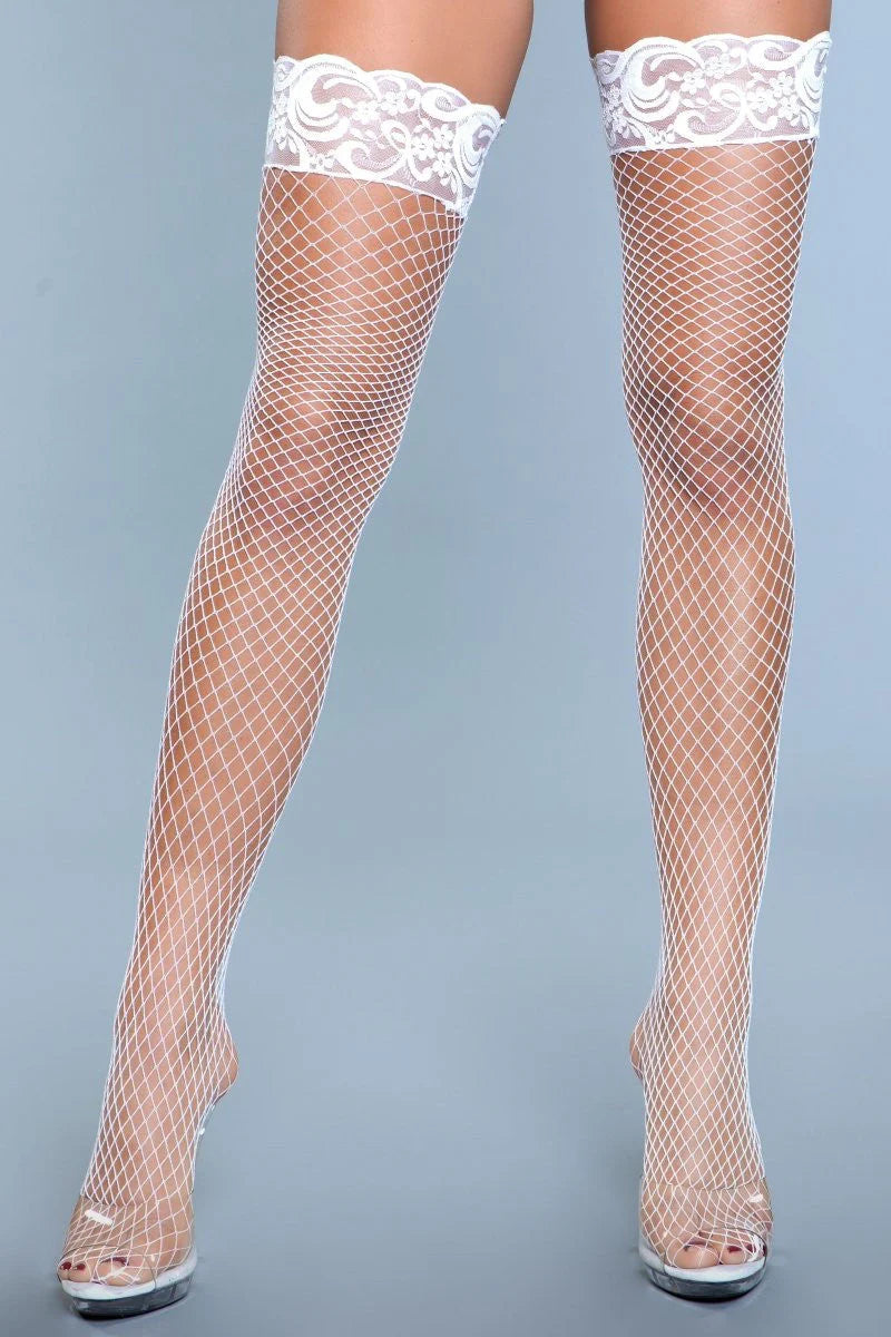 1916 Amber Lace Top Fishnet Thigh Highs