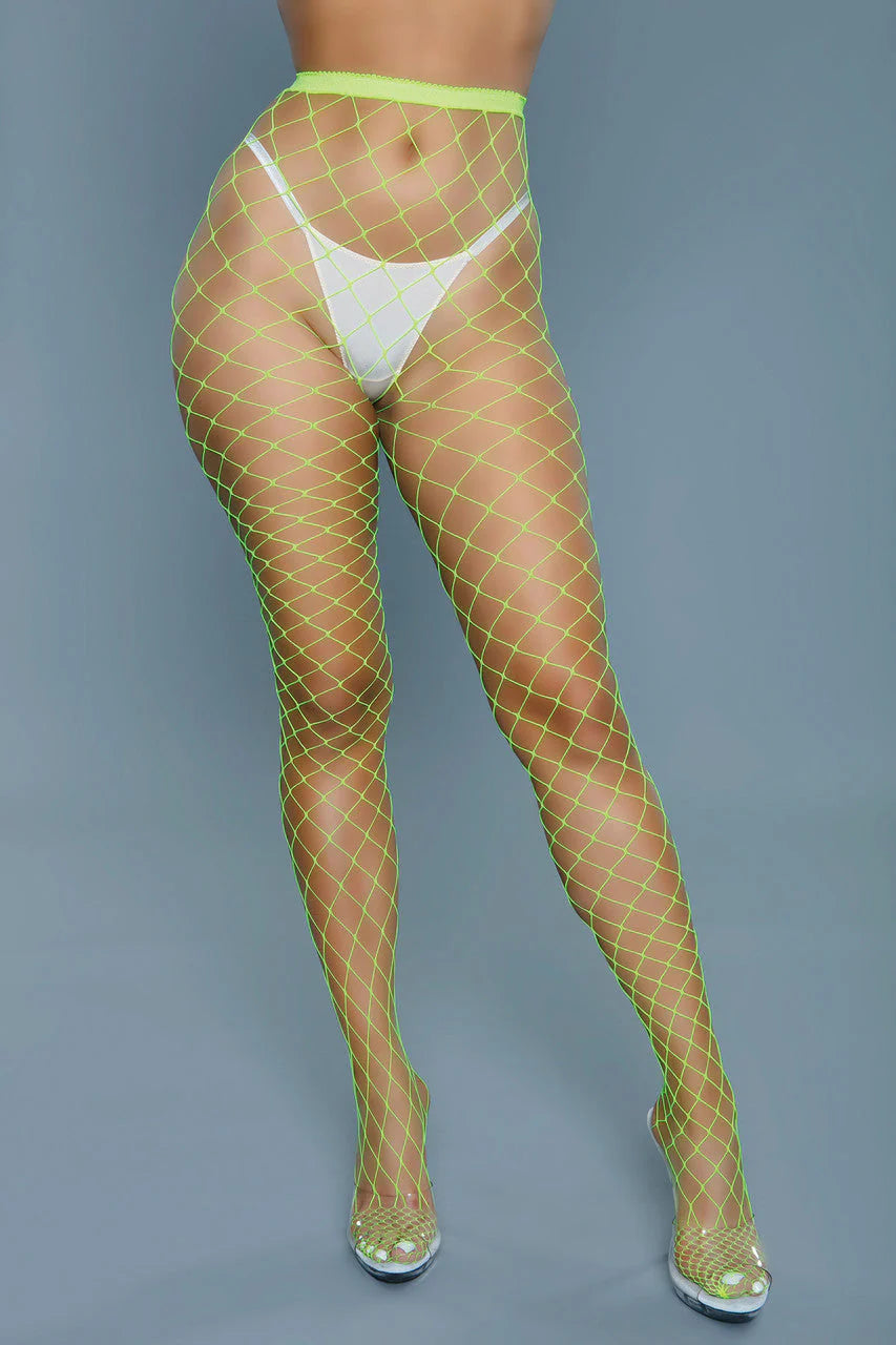 2304 Oversized Fishnet Pantyhose Neon Green