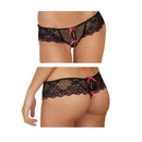 Rene Rofe Crotchless Lace Thong With Bows M/L