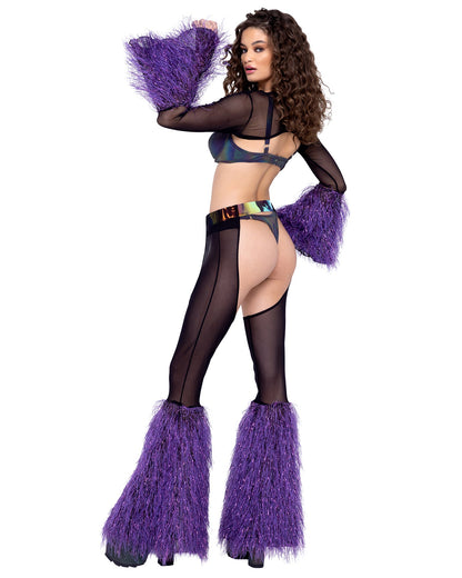 Sheer Chaps with Faux Fur Bell & Belt