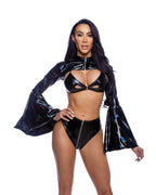 6695 - 2PC High-Waisted Vinyl Short Set