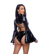 6695 - 2PC High-Waisted Vinyl Short Set