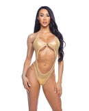 6703 - Holographic Fishnet Cutout Romper