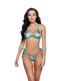 2PC Metallic Print Tie-Side Bikini Set