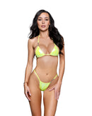 2PC Iridescent Rhinestone Trim Bikini Set