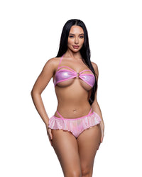 2PC Shimmer Bandeau Bikini Set