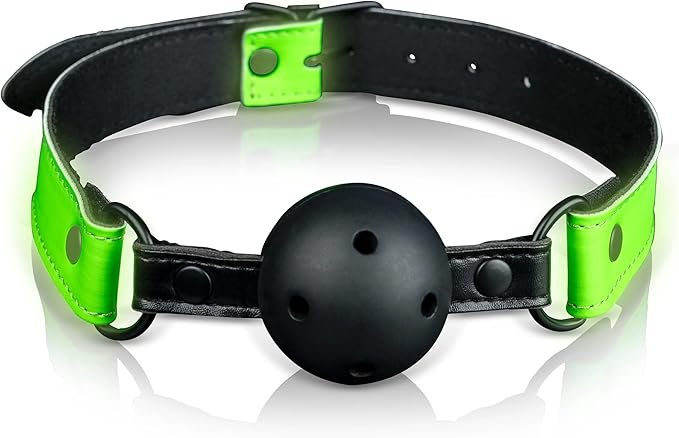 Leather Breathable Ball Gag Neon Green