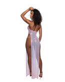 6802 - Long Diamond Sequin Mesh Gown with Slits