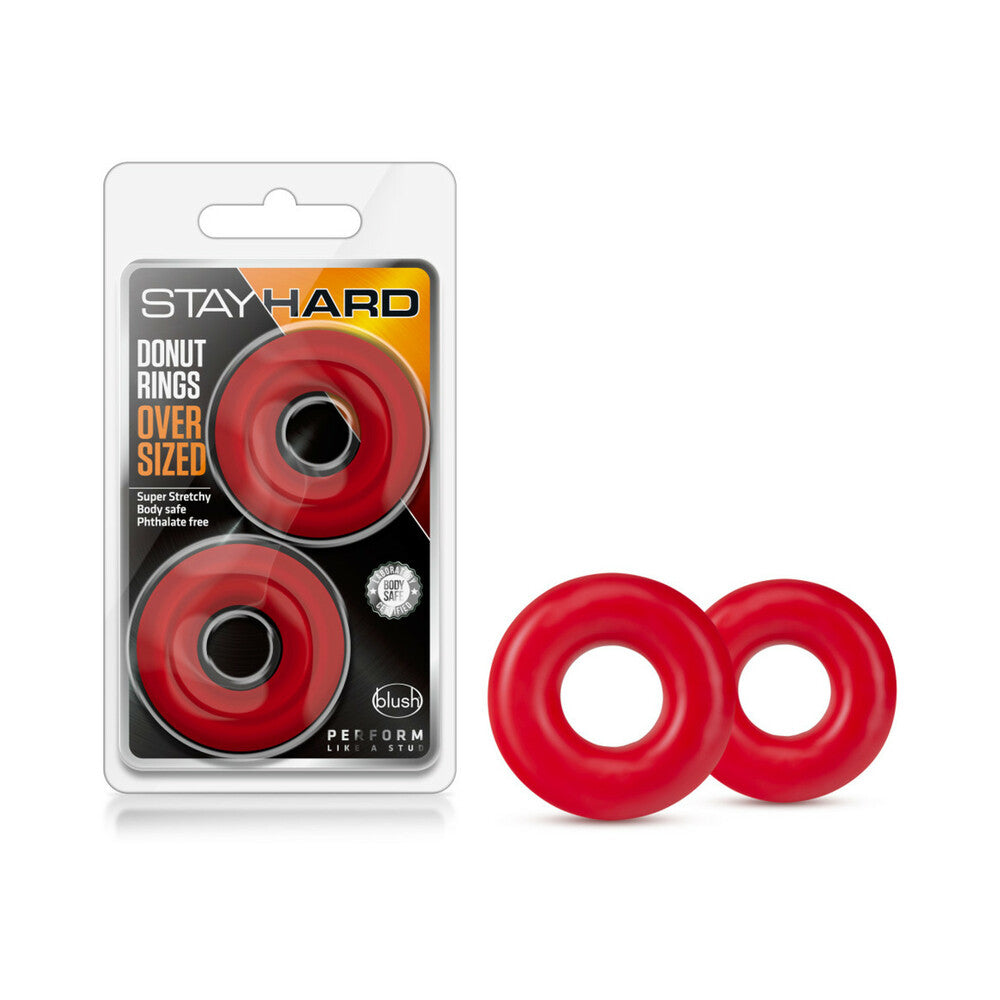 Stay Hard Donut Rings Oversized Cockring 2-Pack Red