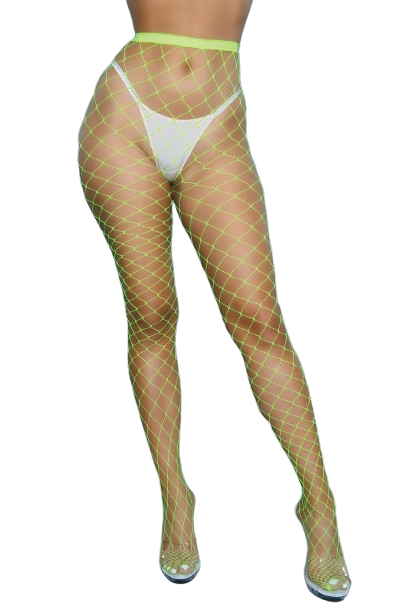 2304 Oversized Fishnet Pantyhose Neon Green