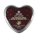 Earthly Body Hemp Seed 3-in-1 Valentine Heart Massage Candle Lip Locked 4.7 oz.