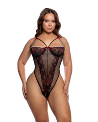 LI1140 - METALLIC ROSE - CROTCHLESS TEDDY