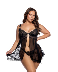 LI1177 - SHEER LACE - BABYDOLL