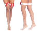Mapale 1172 Nurse Fishnet Thigh High Color White-Red