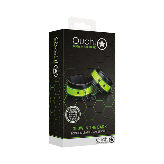 Leather Handcuffs Neon Green