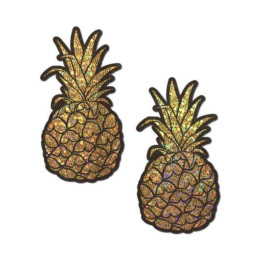 Pineapple on Glitter Gold Nipple Covers