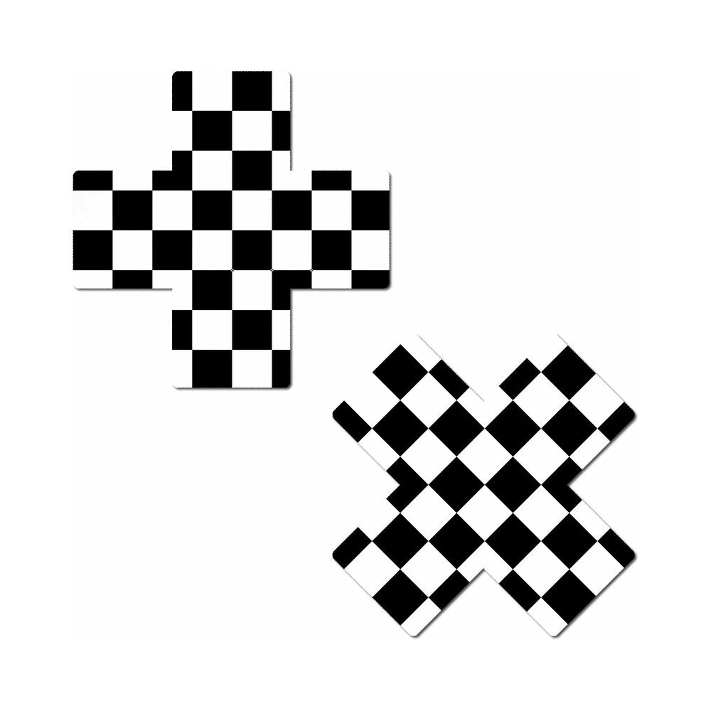 Black & White Checker Cross Nipple Pasties