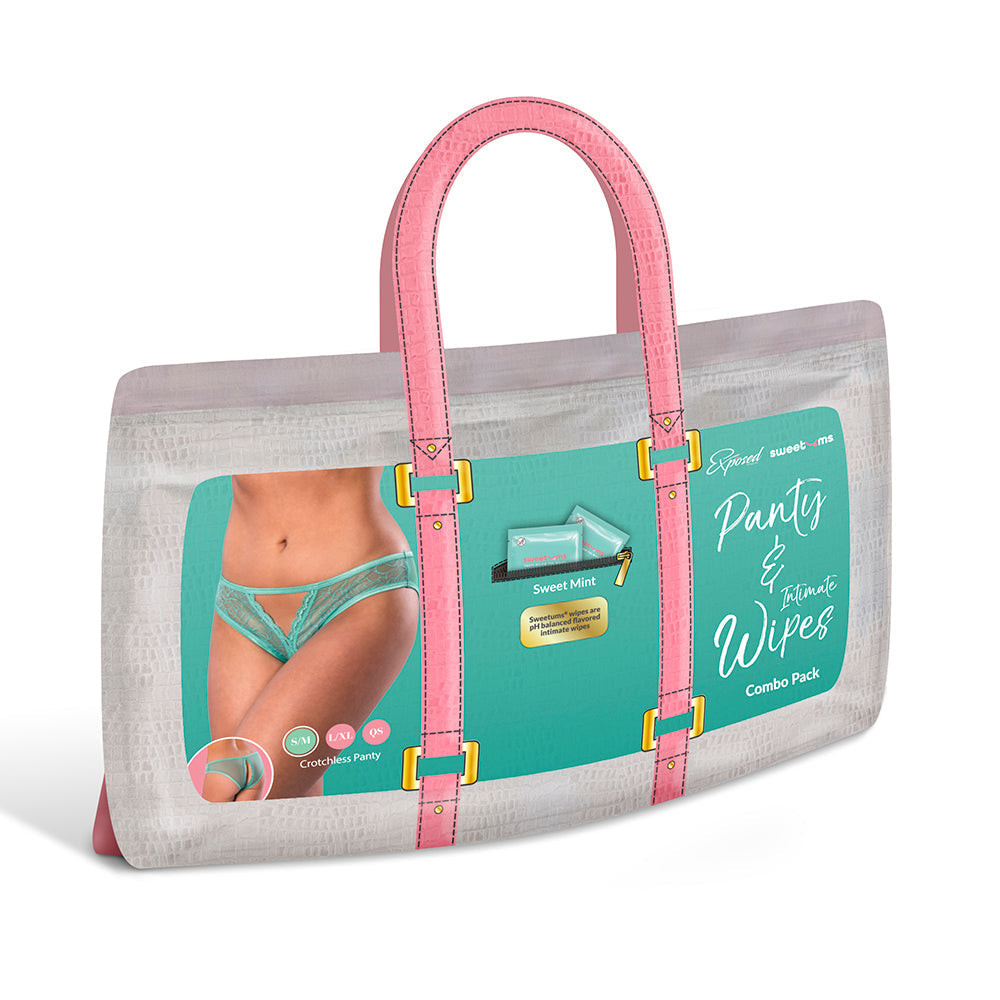 Magic Silk Sweetums Crotchless Panty Mint Queen Size