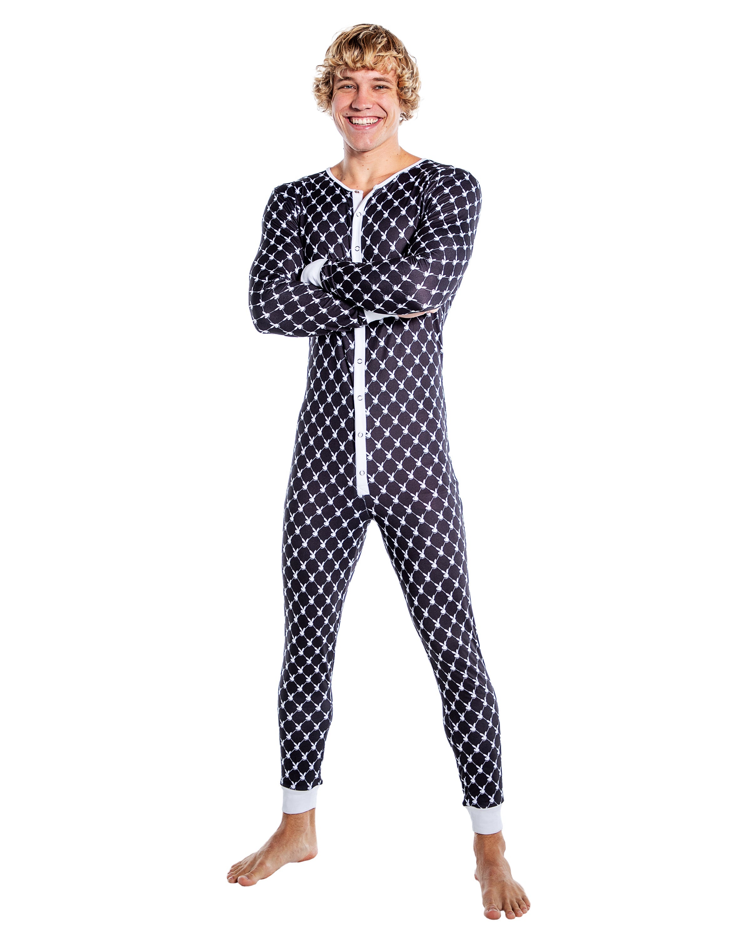 PBLI171 - Playboy Mens Bunny Cozy Lounge Union Suit