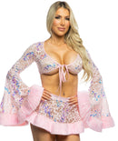 JR175 - Sequin Faux Fur Trimmed Skirt
