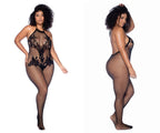 Halter And Crotchless Floral Bodystocking