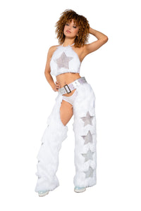 JR229 - Light-Up Faux Fur/Glitter Vinyl Star Halter
