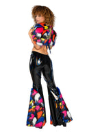 JR222 - Holo PVC/Faux Fur Bell-Bottom Pant